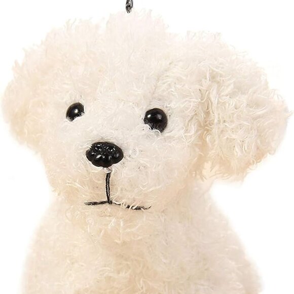 Puppy Dog Plush Bag Charm Keychain - White Pup - Picture 3 of 10